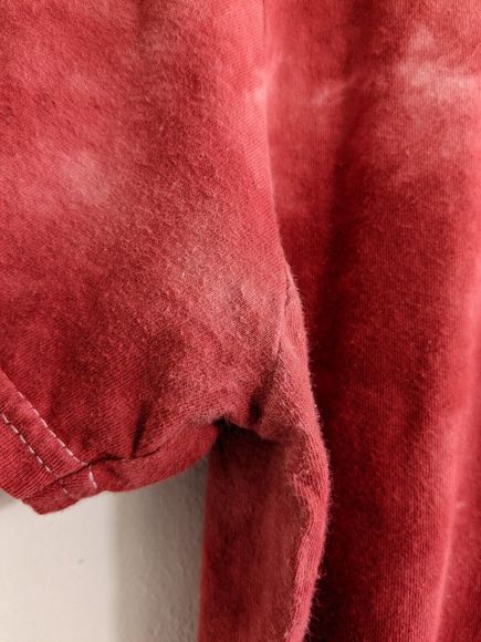 Men's Red T-Shirt Size Approx Small S Tie Dye Horse USA Flag Top Stars & Stripes - Picture 6 of 7